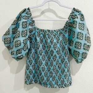 New Maurice’s Cottagecore Boho Smocked Top Puff Sleeve Peasant Beachy Feminine